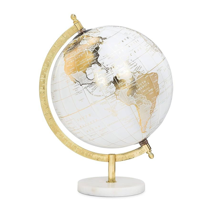 Abbott Collection 57-LATITUDE-18 Spinning Small Decorative Globe, White/Gold, 11" H | Amazon (US)