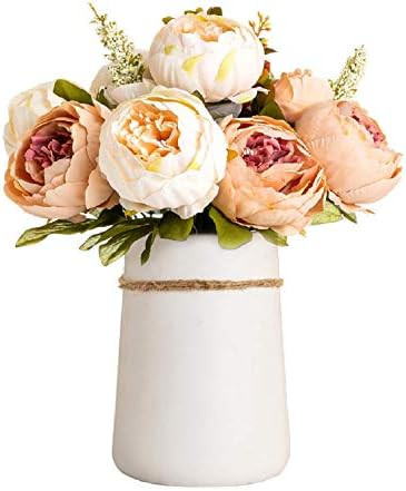 Queen Bee Silk Peony Bouquet with Ceramic Vase Included Large Size 14" Wedding Centerpiece Events... | Amazon (US)