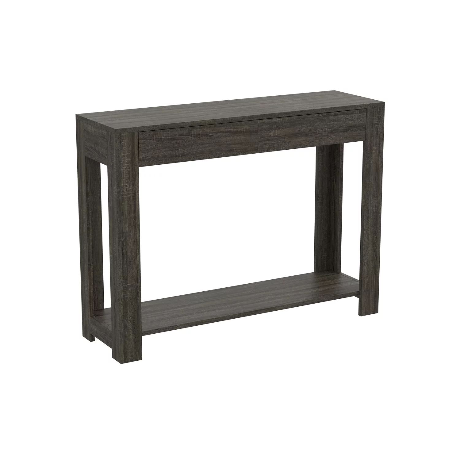 S & Co. Console Table 40L Dark Grey Wood 2 Drawers 1 Shelf | Walmart (US)