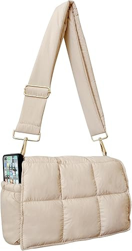 NAARIIAN Puffer Shoulder Bag Puffy Crossbody Purse Cotton Padded Quilted Handbag Designer Dupes W... | Amazon (US)