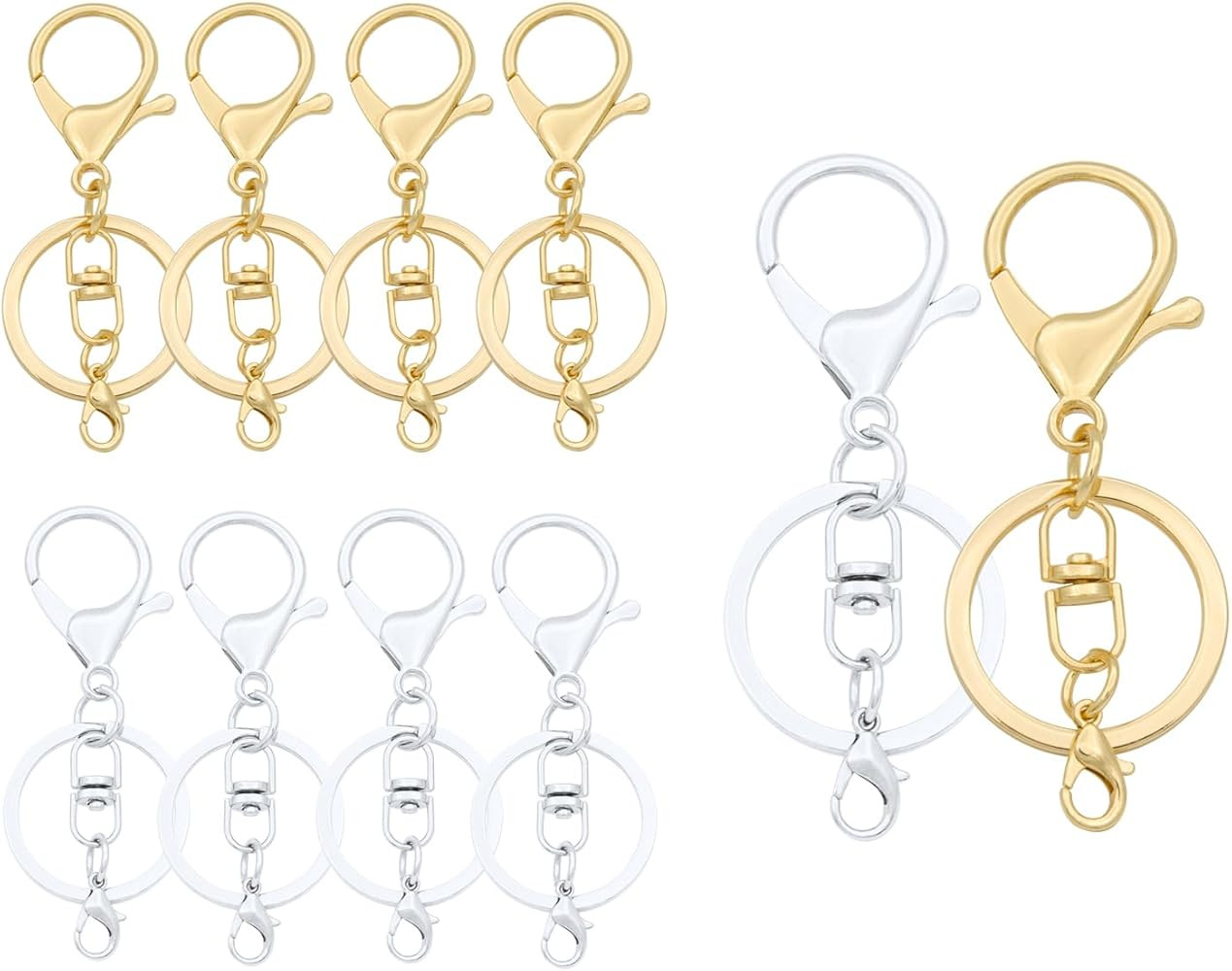 20sets Lobster Claw Clasps Hook with Flat Split Keychain Ring with Swivel Trigger Clip with Littl... | Amazon (US)