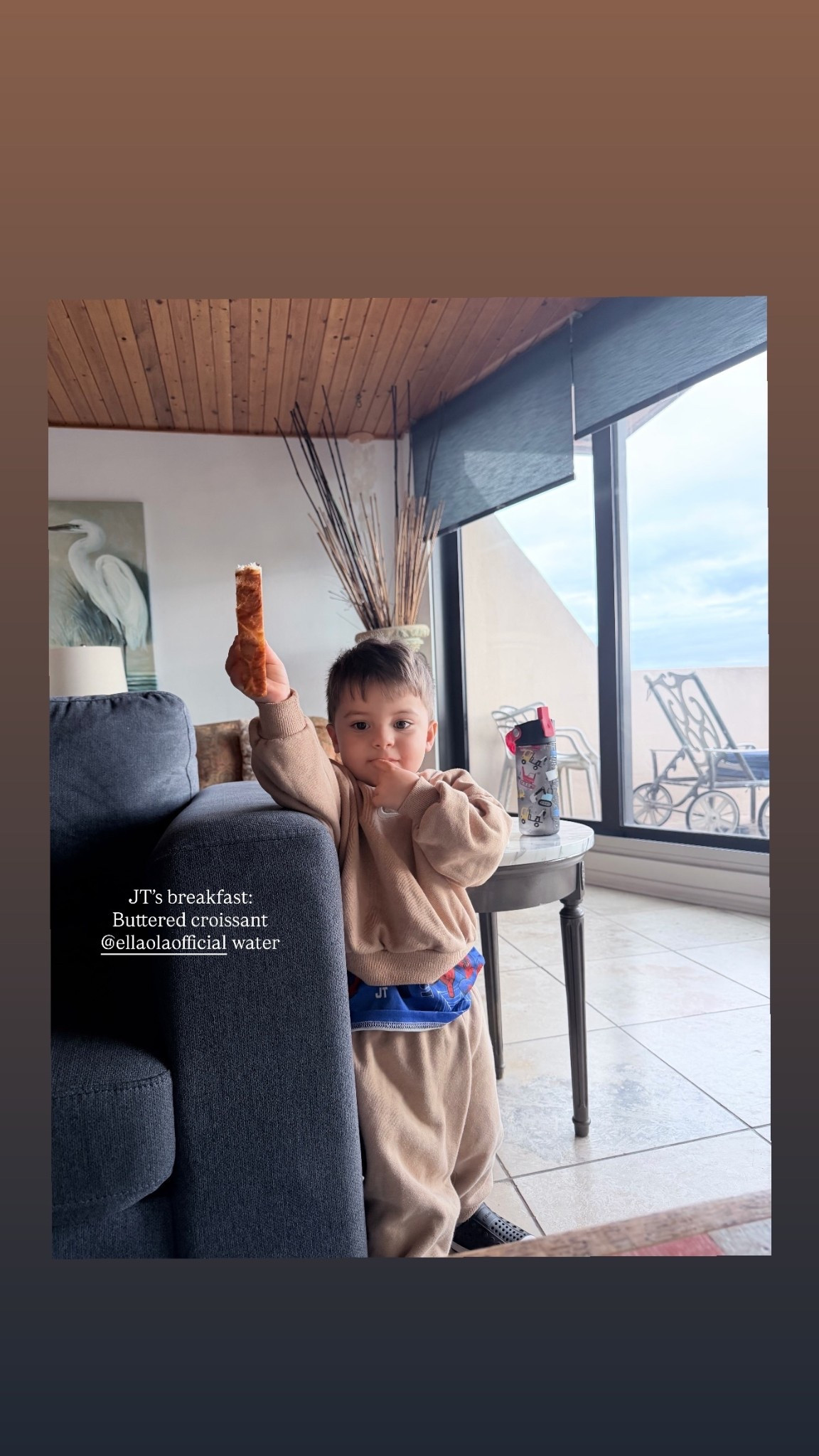 JT’s breakfast:
Buttered croissant
@ellaolaofficial water