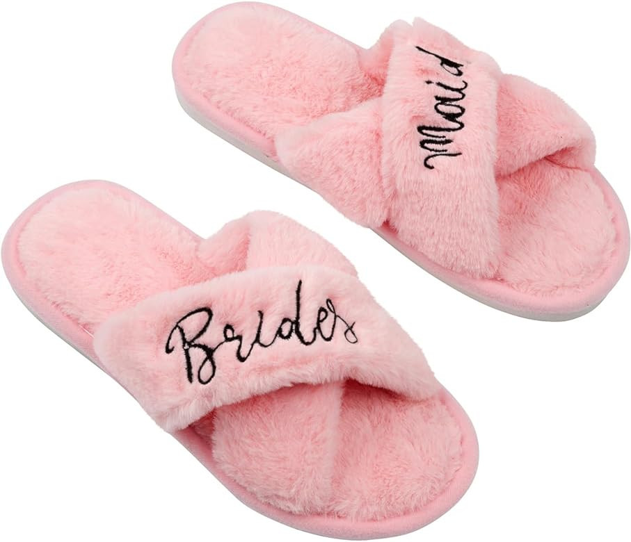 Bride Slippers and Bridesmaid Slippers – Bride Gifts for Bridal Shower, Bachelorette Party, Eng... | Amazon (US)