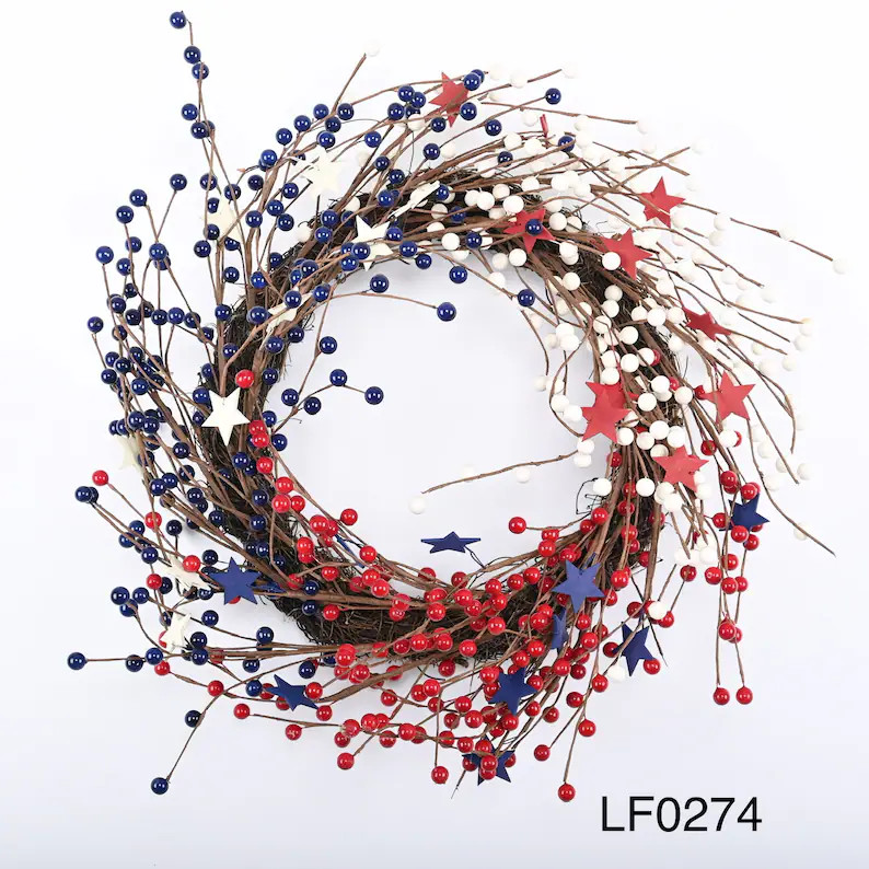 24" Berry American Wreaths, Patriotic Wreaths, Fourth of July Wreaths, Independence Day Wreaths, ... | Etsy (US)