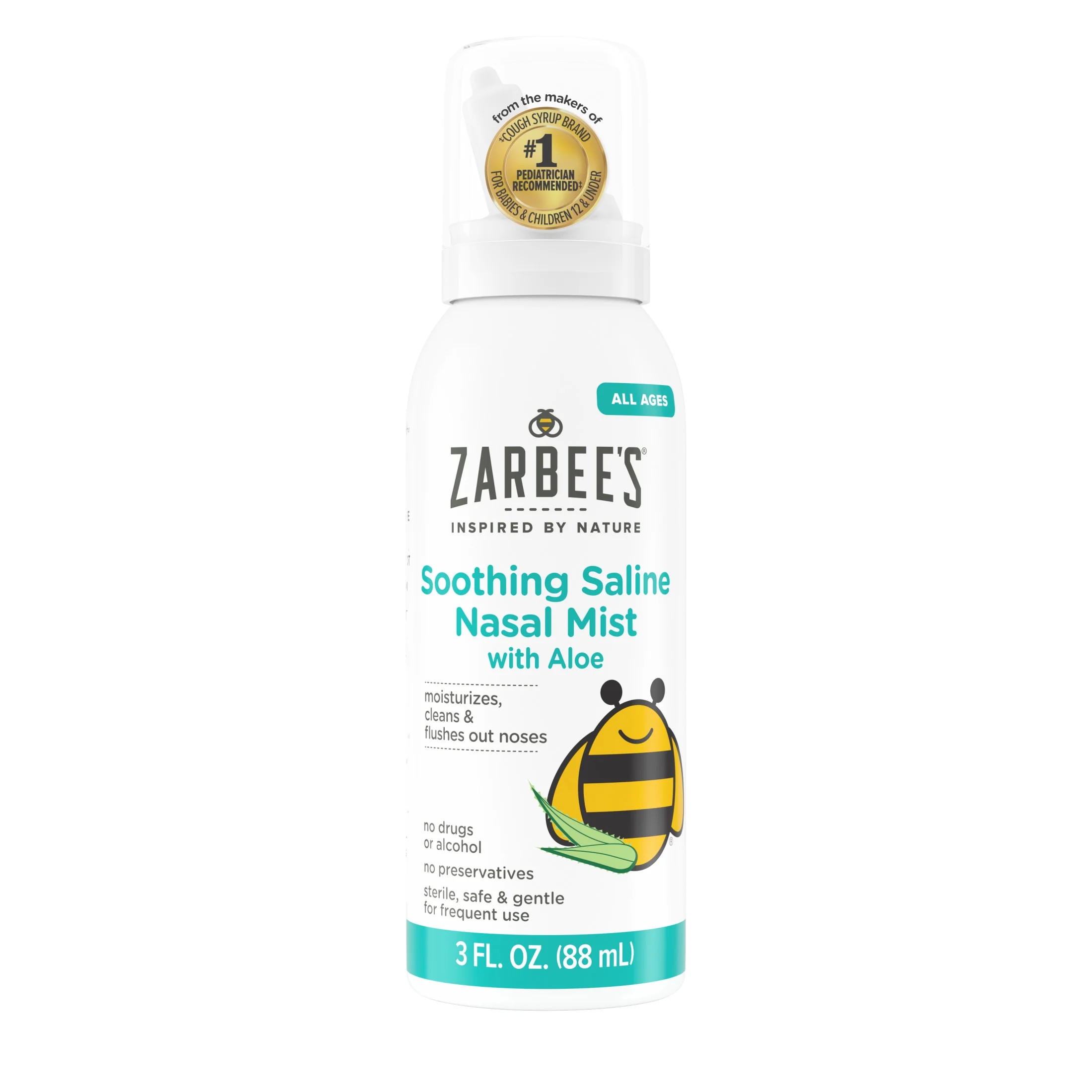 Zarbee\u2019s Soothing Saline Nasal Mist with Aloe for All Ages, 3 fl. oz | Walmart (US)