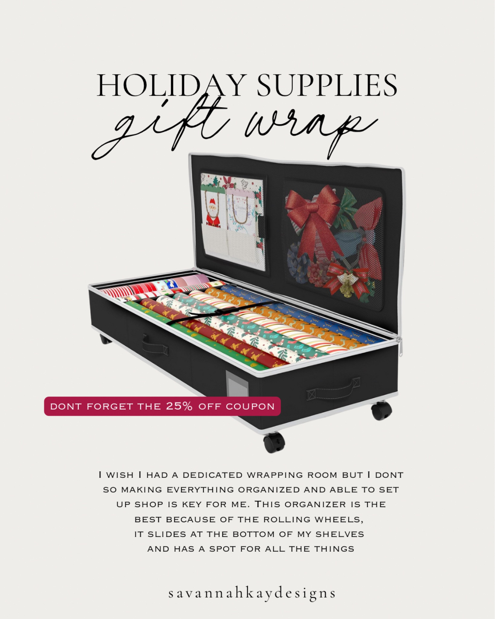 Gift wrap organization and storage

Amazon, Christmas, Gift wrap, organization

#LTKHoliday #LTKSeasonal #LTKHome