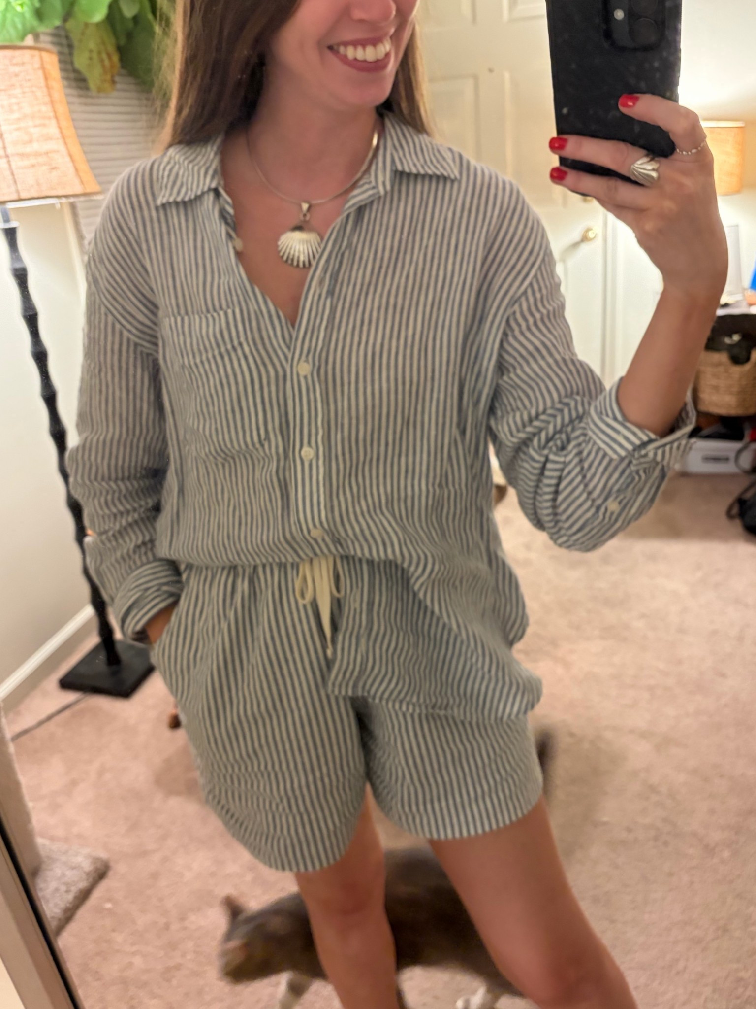 Love this casual linen blend matching set! The shirt and the shorts are both true to size with a relaxed fit, I’m wearing a small in both. 
Summer outfit 
Beach vacation 
Linen shorts
Linen shirt

#LTKSeasonal #LTKSaleAlert