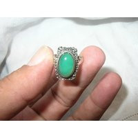 Vintage Sterling Ring Green Stone | Etsy (US)