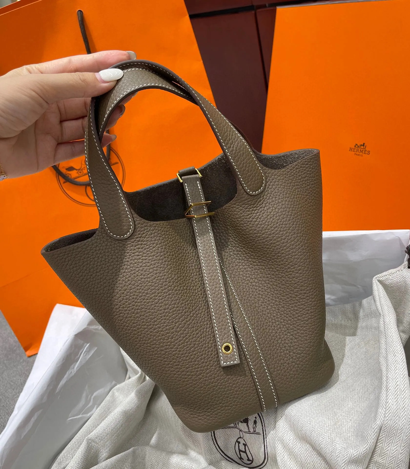 Hermes Dupe Picotin Lock Real Leather Handbag Large Capacity Shoulder Bag Double Sid Leathers | DHGate