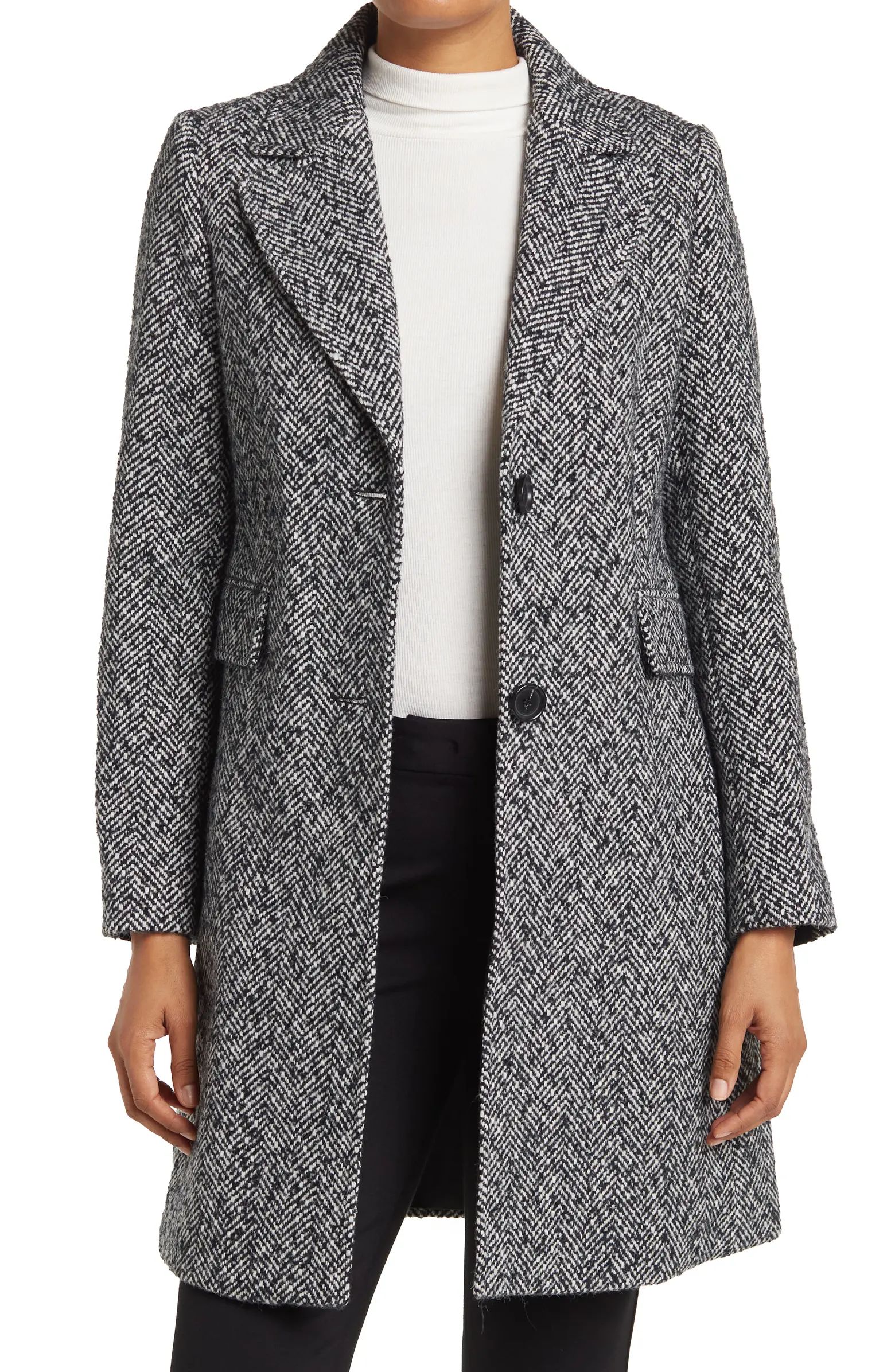 FRENCH CONNECTION Novelty Notch Collar Reefer Coat | Nordstromrack | Nordstrom Rack