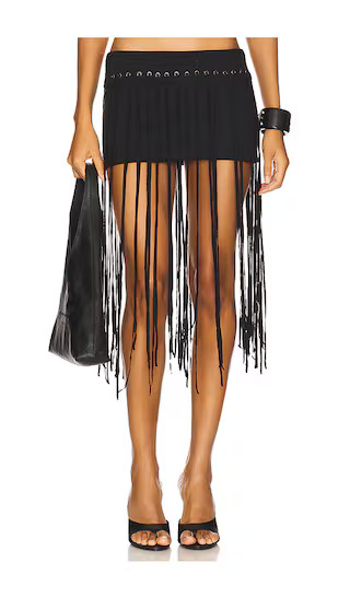 Fringe Swim Skirt in Black | Revolve Clothing (Global)
