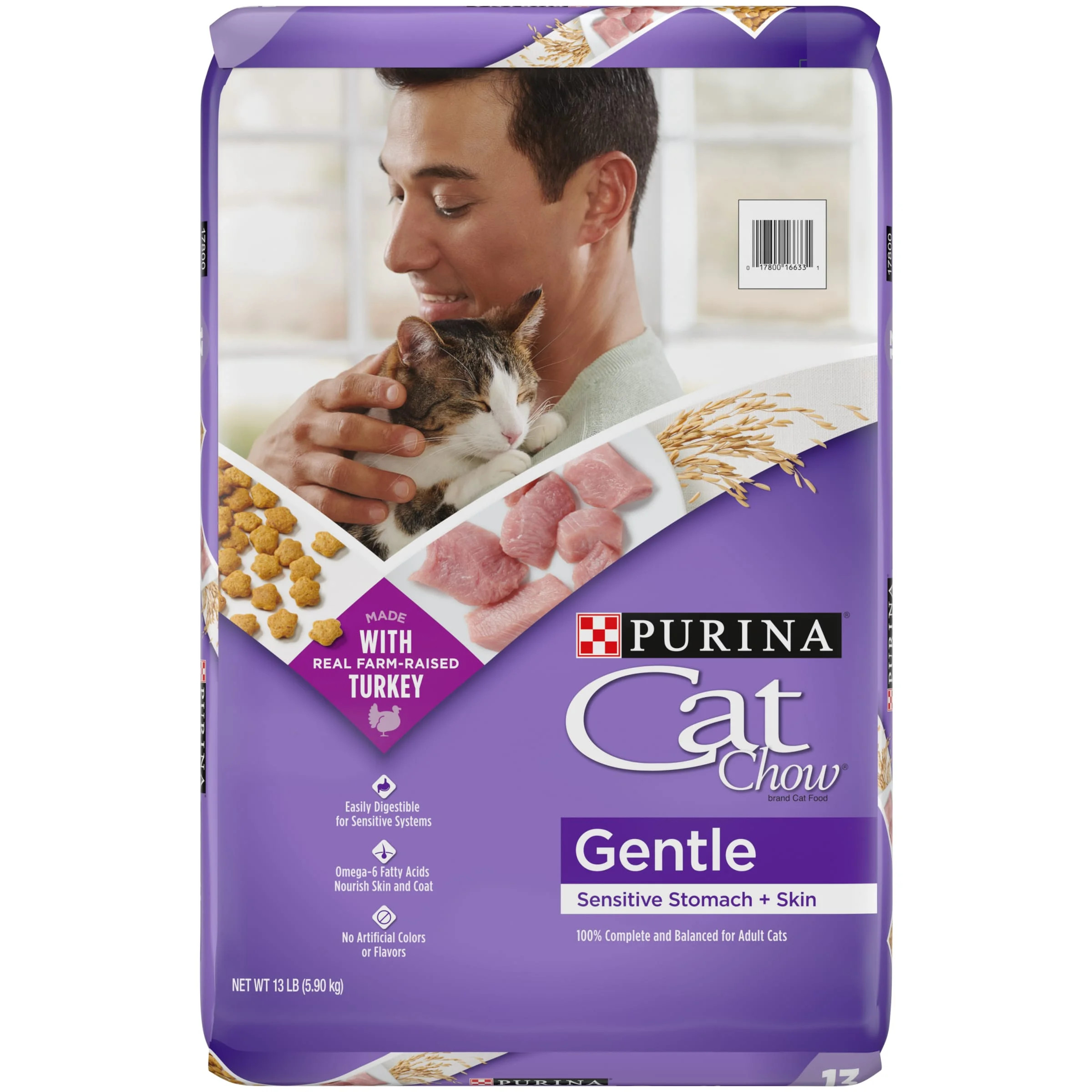 Purina Cat Chow Sensitive Stomach Turkey Dry Cat Food, 13 lb Bag - Walmart.com | Walmart (US)