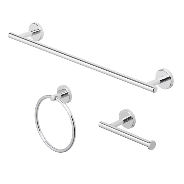 allen + roth 3 -Piece Harlow Polished Chrome Decorative Bathroom Hardware Set Towel Bar, Toilet P... | Lowe's