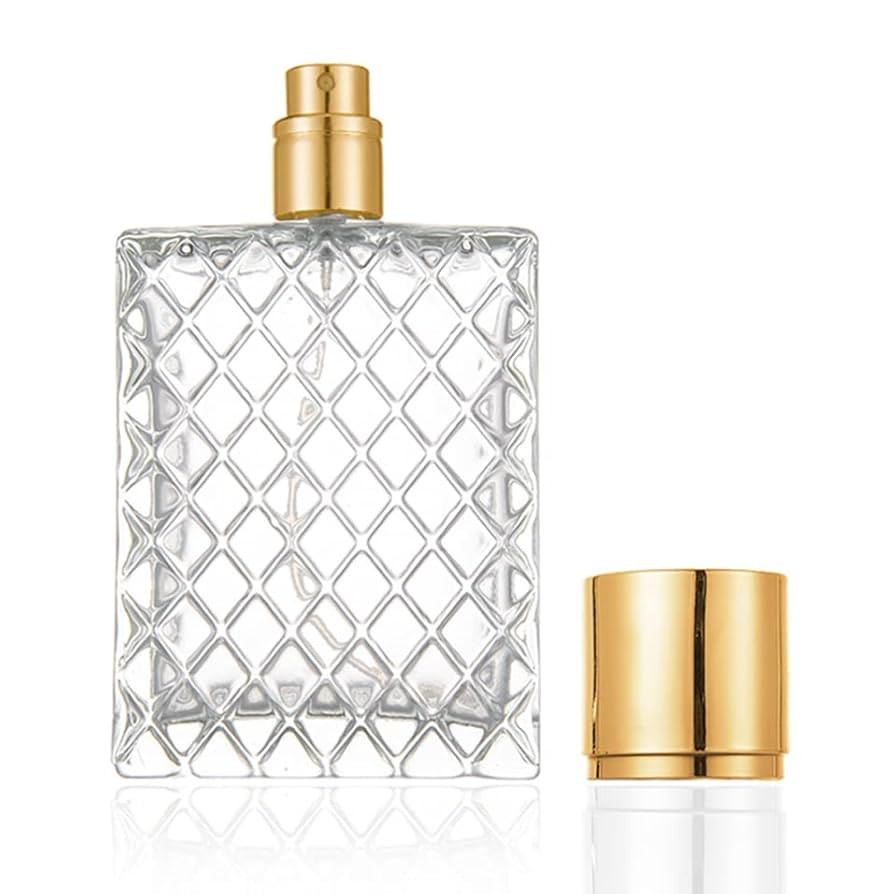 Enslz 100ml/3.4Oz Clear Glass Fine Mist Atomizer,Portable Square Refillable Empty Perfum Spray Bo... | Amazon (US)