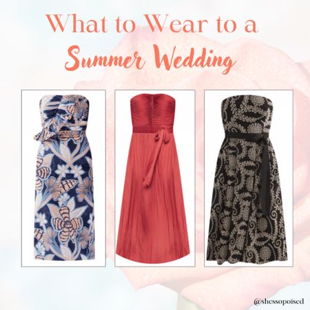 Pretty strapless dresses- perfect to wear for a Summer wedding or cocktail party 

#LTKTravel #LTKOver40 #LTKWedding