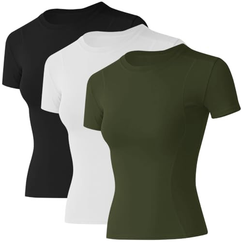 Loovoo Womens Basic Tops Fashion Trendy Tops Tight Fitted Clothing Fitness Ladies Sets Girls Summer Cute T-Shits | Amazon (US)