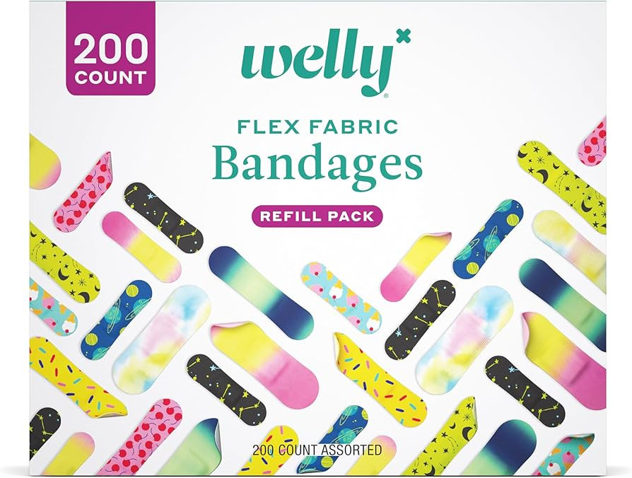 Welly Bandage Refill Ready Pack | Adhesive Flexible Fabric Bandages | Bulk Assorted Shapes and Pa... | Amazon (US)