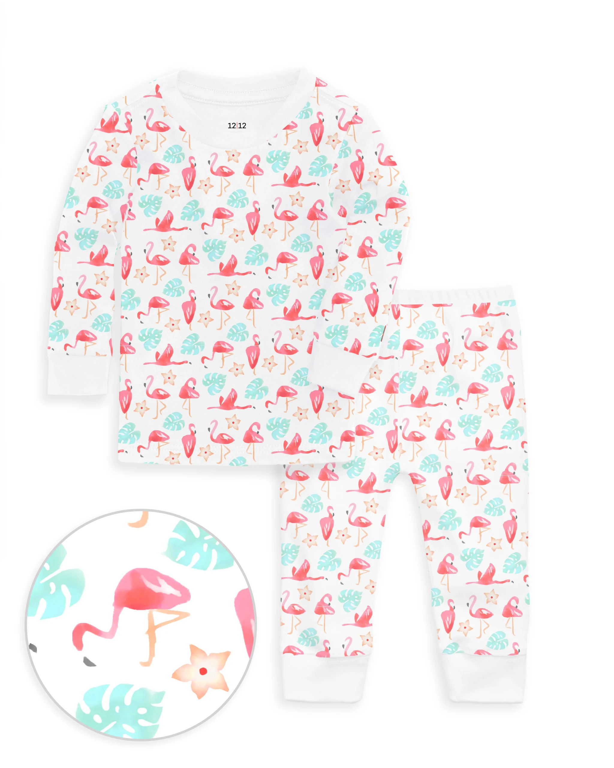 The Organic Long Sleeve Pajama Set [Flamingos] | 1212