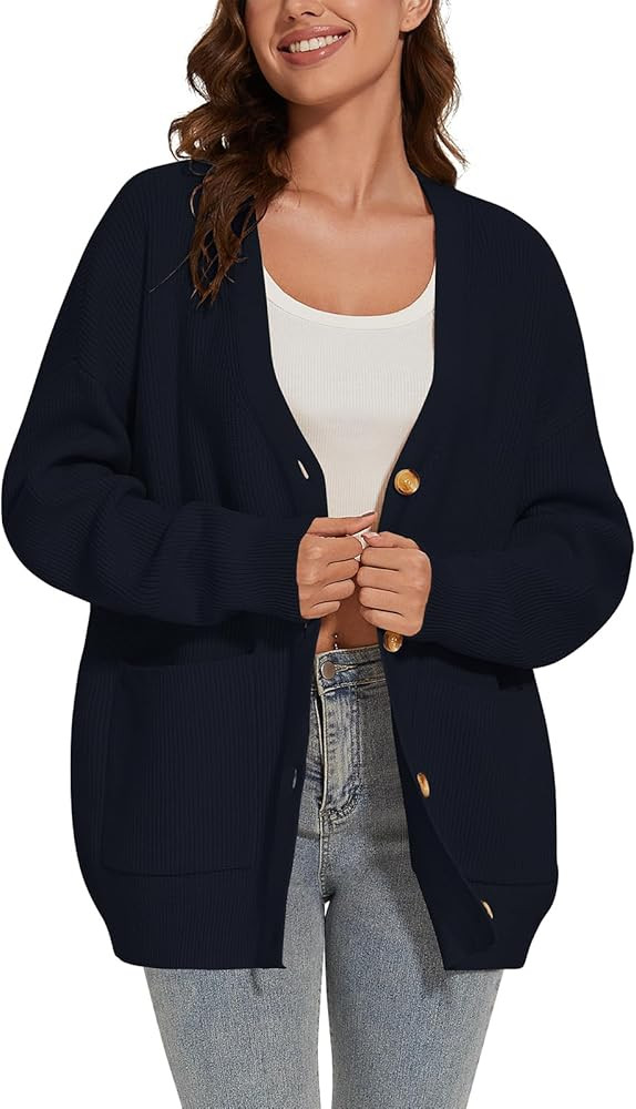 TARSE Womens Oversized Cardigan Sweater 2024 Fall Oufits Clothes Cable Knit V Neck Cardigans with... | Amazon (US)