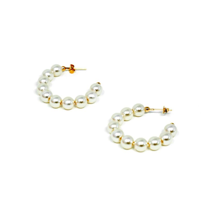 Pearl Hoop Stud Earrings | The Sis Kiss