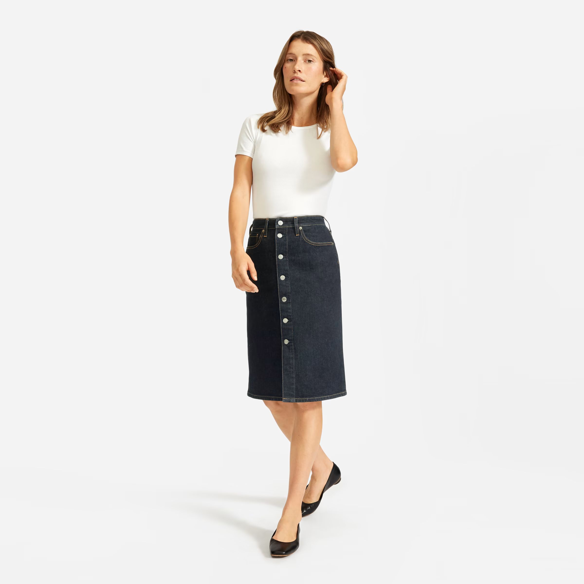 The Denim Button-Front Pencil Skirt | Everlane