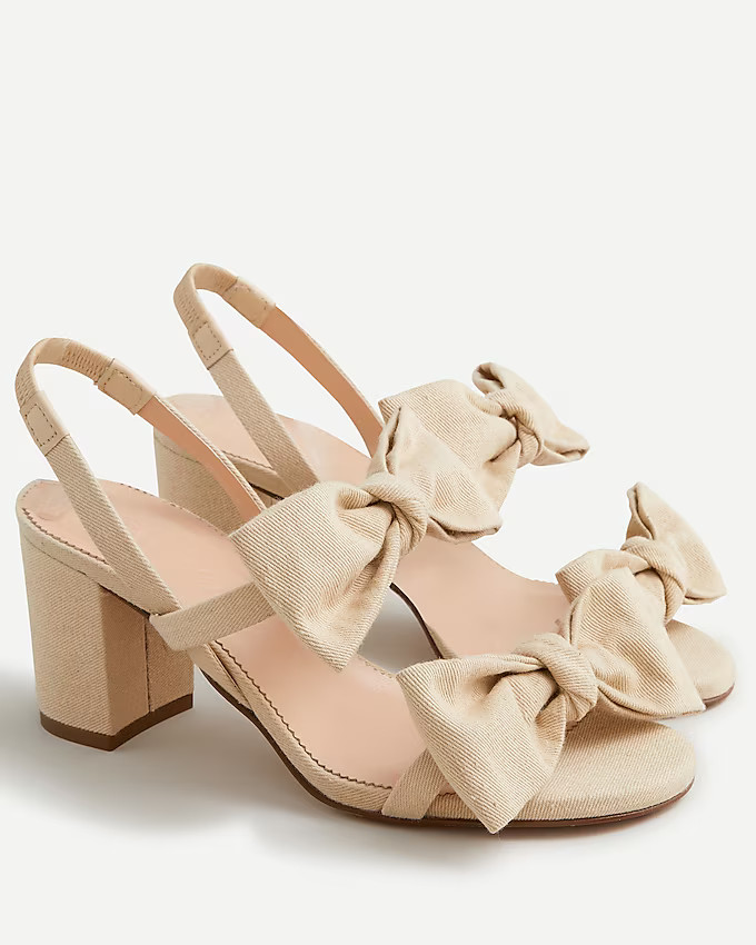 Lucie bow slingback sandals in natural twill | J. Crew US