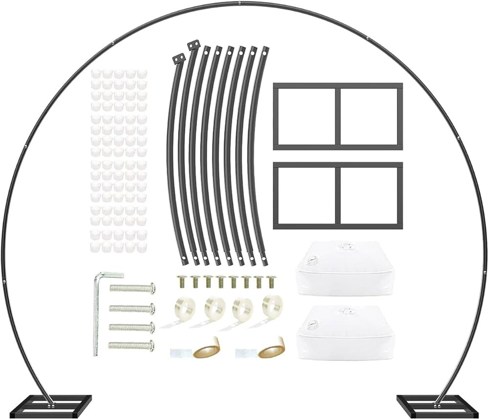 LANGXUN 9.5ft Large Size Black Metal Balloon Arch Kit Decoration, for Birthday Decoration, Weddin... | Amazon (US)