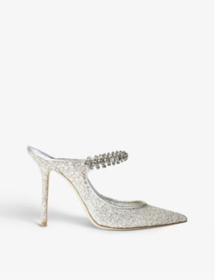 Bing 100 crystal-embellished glitter-tulle heeled mules | Selfridges