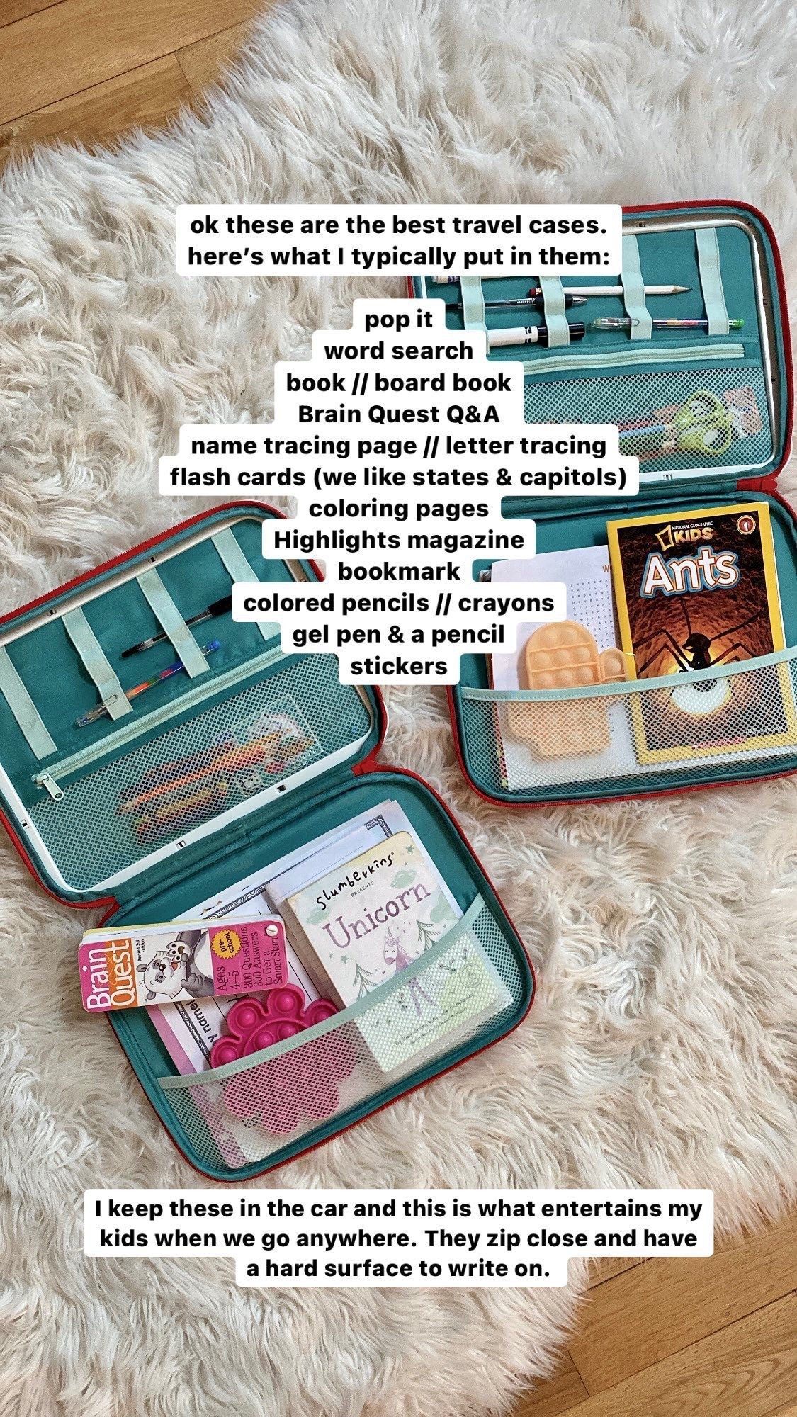 these are the best travel cases! I keep these in the car and this is what entertains my kids when we go anywhere. They zip close and have a hard surface to write on.




#LTKKids #LTKTravel #LTKFamily