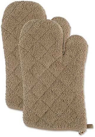 DII Basic Terry Collection 100% Cotton Quilted, Oven Mitt, Stone 2 Piece | Amazon (US)