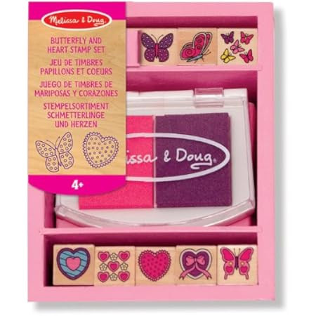 Melissa & Doug Butterfly and Heart Wooden Stamp Set: 8 Stamps and 2-Color Stamp Pad | Amazon (US)