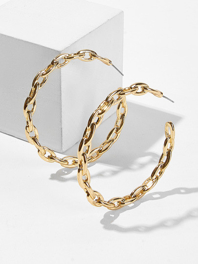Chain Shaped Hoop Earrings 1pair | SHEIN