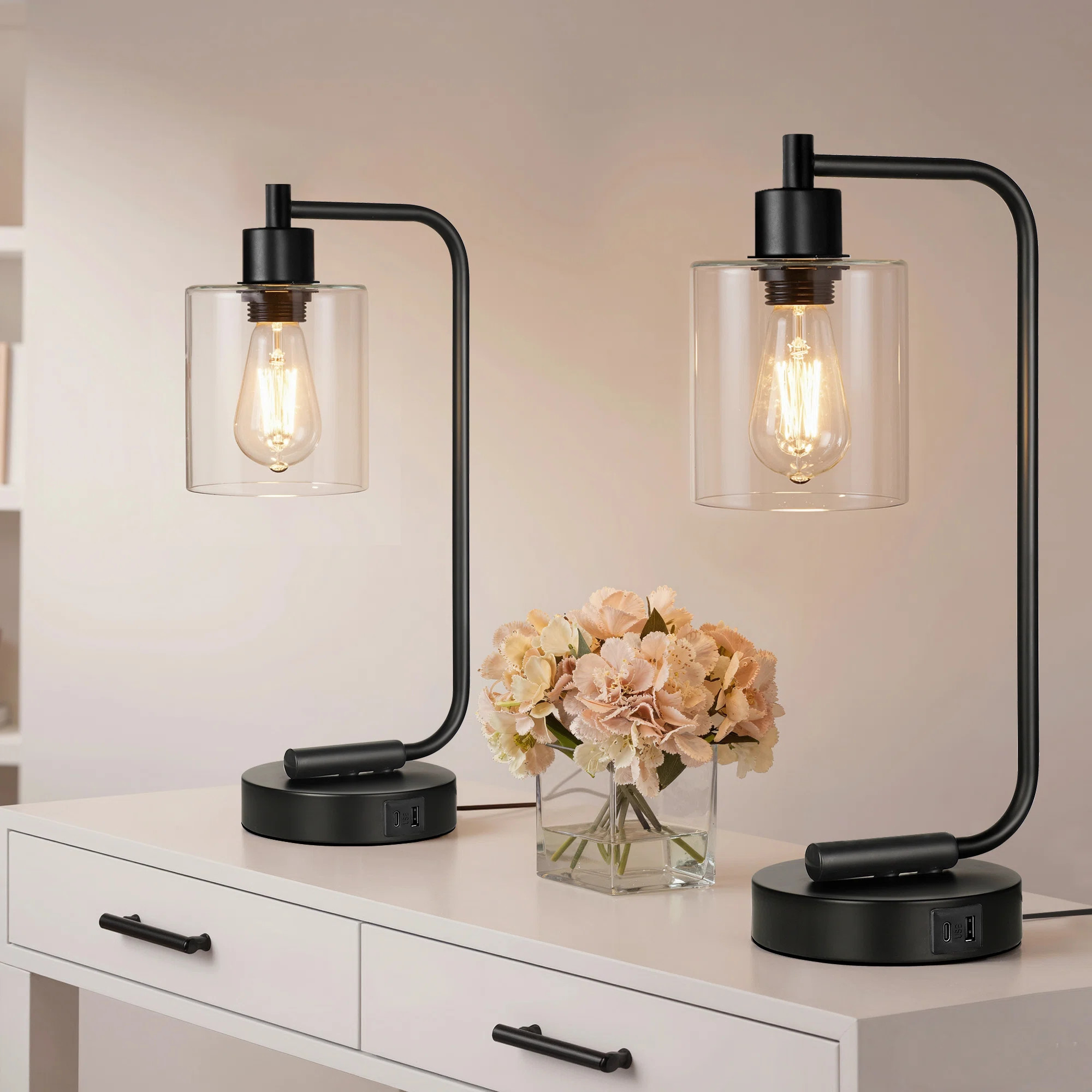 Touch Control Table Lamp Set With USB | Wayfair North America