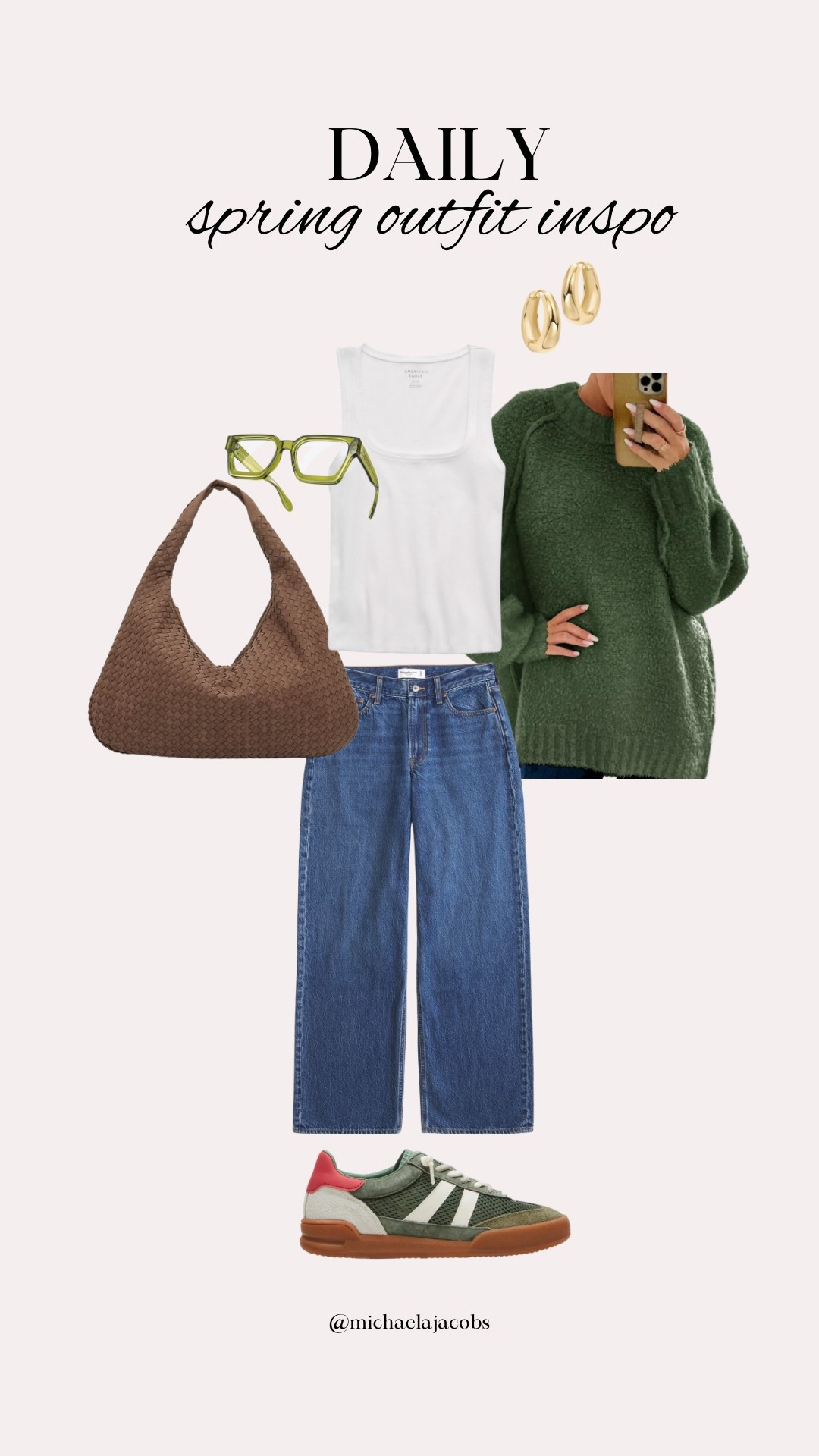 simple spring outfit w/ a pop of color💚

Sweater: Amazon (has an oversized fit, would look cute on its own too! SO SOFT, and amazing material)
Jeans: Abercrombie (wash: Dark, runs true to size)
Shoes: Steve Madden (I love that they are slip ons, SO comfy, runs true size)