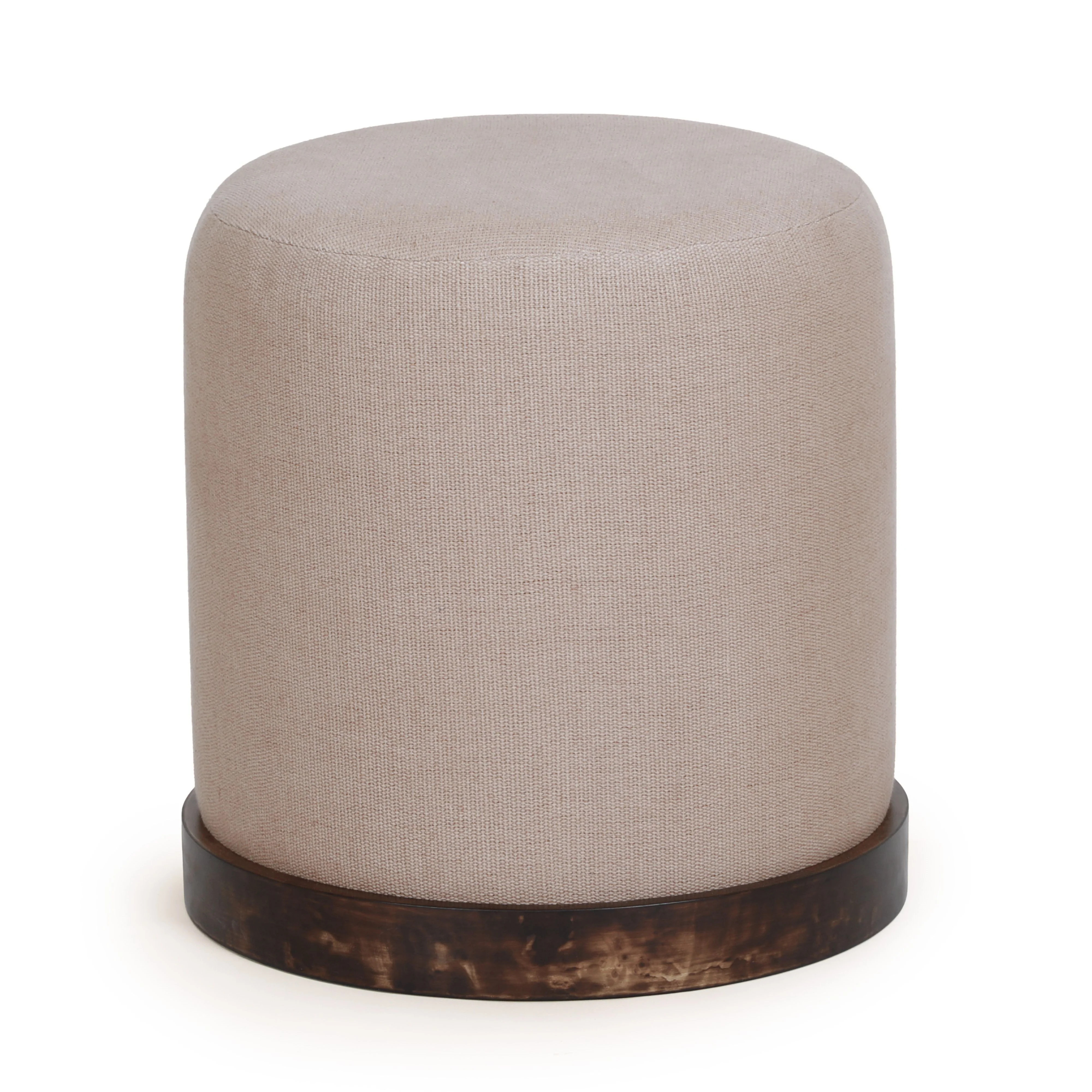 Como Burl and Saddle Brown Cotton Jute Contract-Grade Accent Stool | TOV Furniture