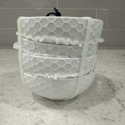 Set 4 HONEYCOMB / BEEHIVE Textured 5 x 2.5” Premium Porcelain Bowls Dip Sauce | eBay US