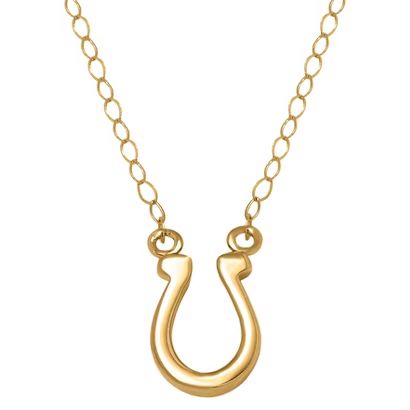 Women's Horse Shoe Necklace in 14K Yellow Gold (17") | Target