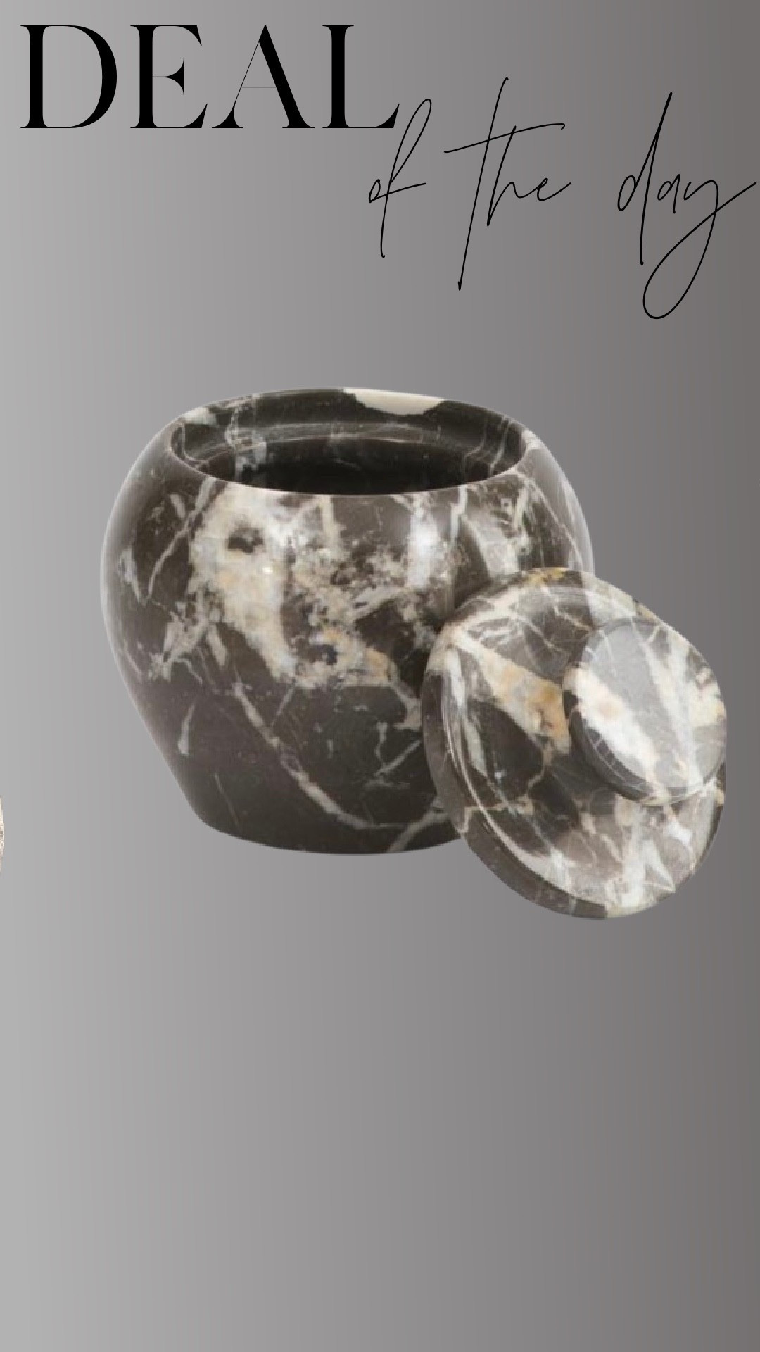 You would never guess this is under $15.

This marble canister looks high-end and heavy, with the prettiest natural veining. Perfect for styling shelves, coffee tables, or even a bathroom counter for cotton balls or matches.

Designer look. Budget price.
Linked in my LTK before it’s gone.

#LTKhome #AmazonHomeFinds #VintageStyle #NeutralHome #DesignerLookForLess

#LTKSaleAlert #LTKHome