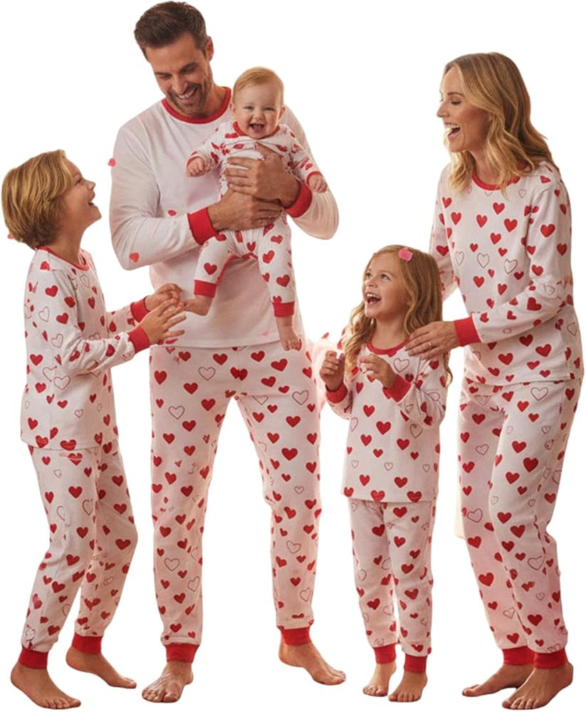 Urkutoba Family Matching Valentines Pajamas Sets-Long Sleeve Val's Day Cute Heart Pajamas for Cou... | Amazon (US)