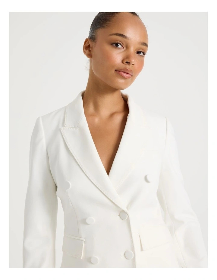 BlaqFitted Double Breasted Blazer in White | Myer