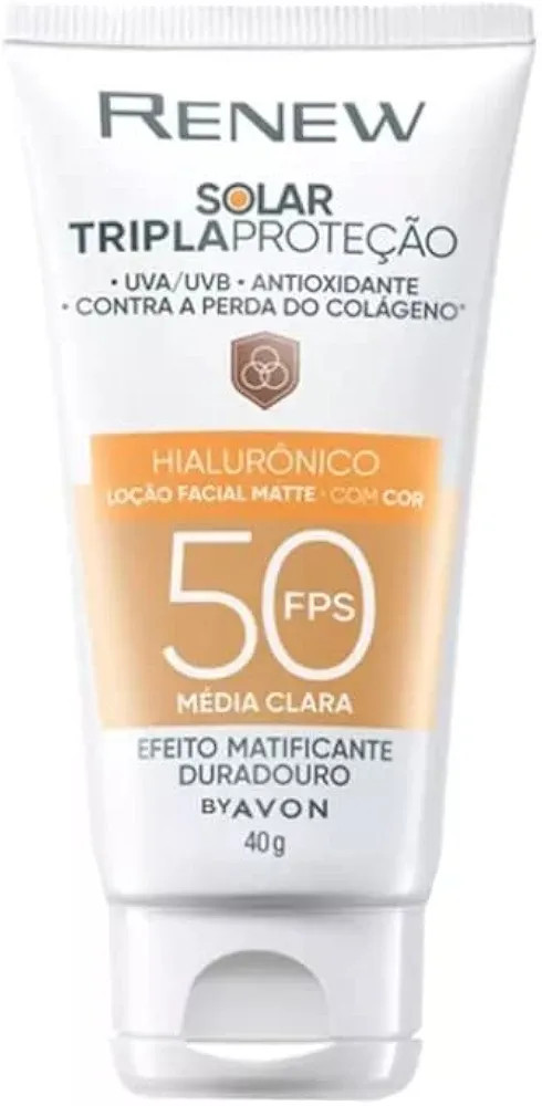 Protetor Solar Renew Cor Clara Triplaproteção com Ácido Hialurônico FPS50 40g | Amazon (BR)