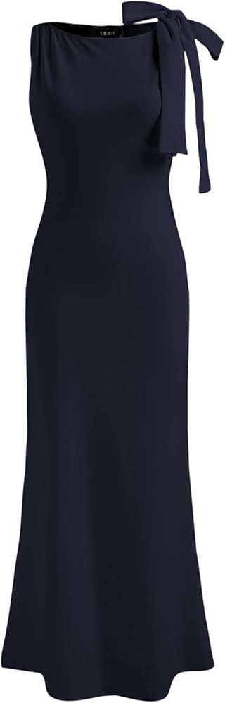 CIDER Women Summer Maxi Dresses Sleeveless Wedding Guest Dress Bowknot Boat Neck Formal Gown | Amazon (US)