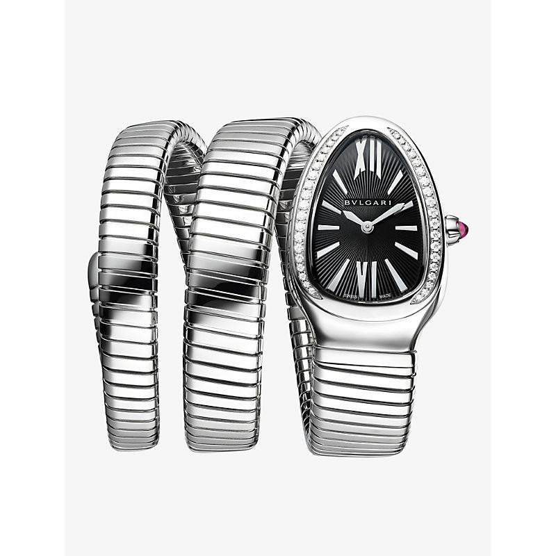Bvlgari Stainless Steel Serpenti Tubogas Stainless-Steel and 0.29ct Diamond Quartz Watch 1 Size | Selfridges