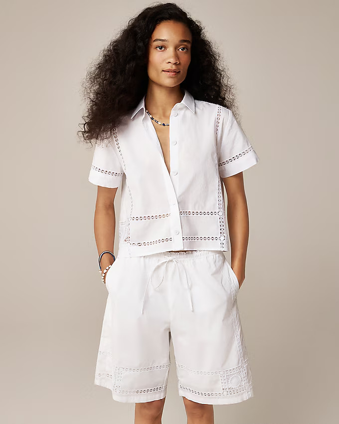 Gamine eyelet-trim shirt | J. Crew US