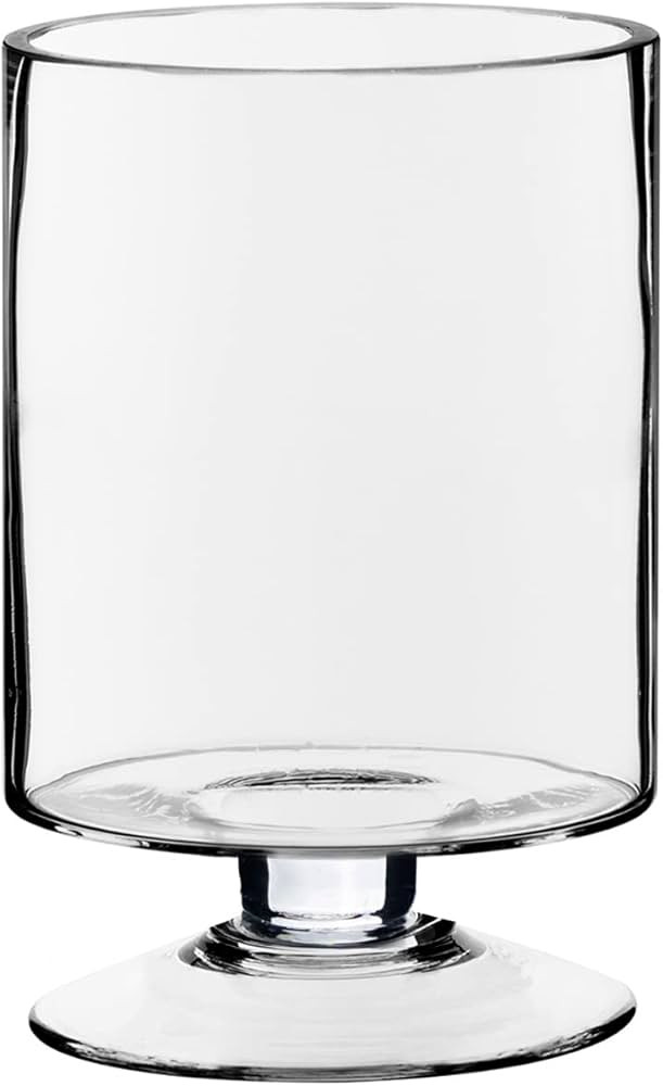 CYS EXCEL Glass Hurricane Pillar Candle Holder (H:8" W:4.75") | Multiple Size Choices Short Stem ... | Amazon (US)