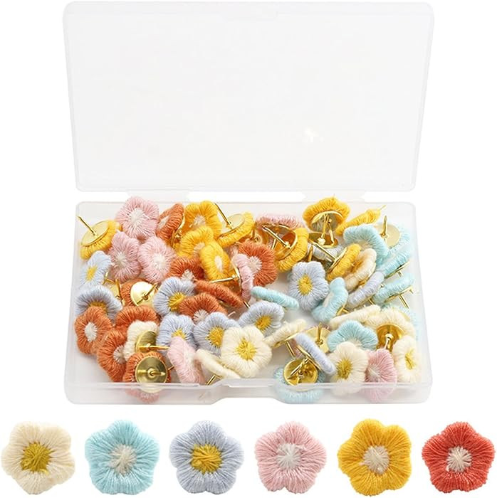 60 PCS Light Color Flower Push Pins, Light Color Flower Thumb Tacks Decorative Push Pins Bulletin... | Amazon (CA)