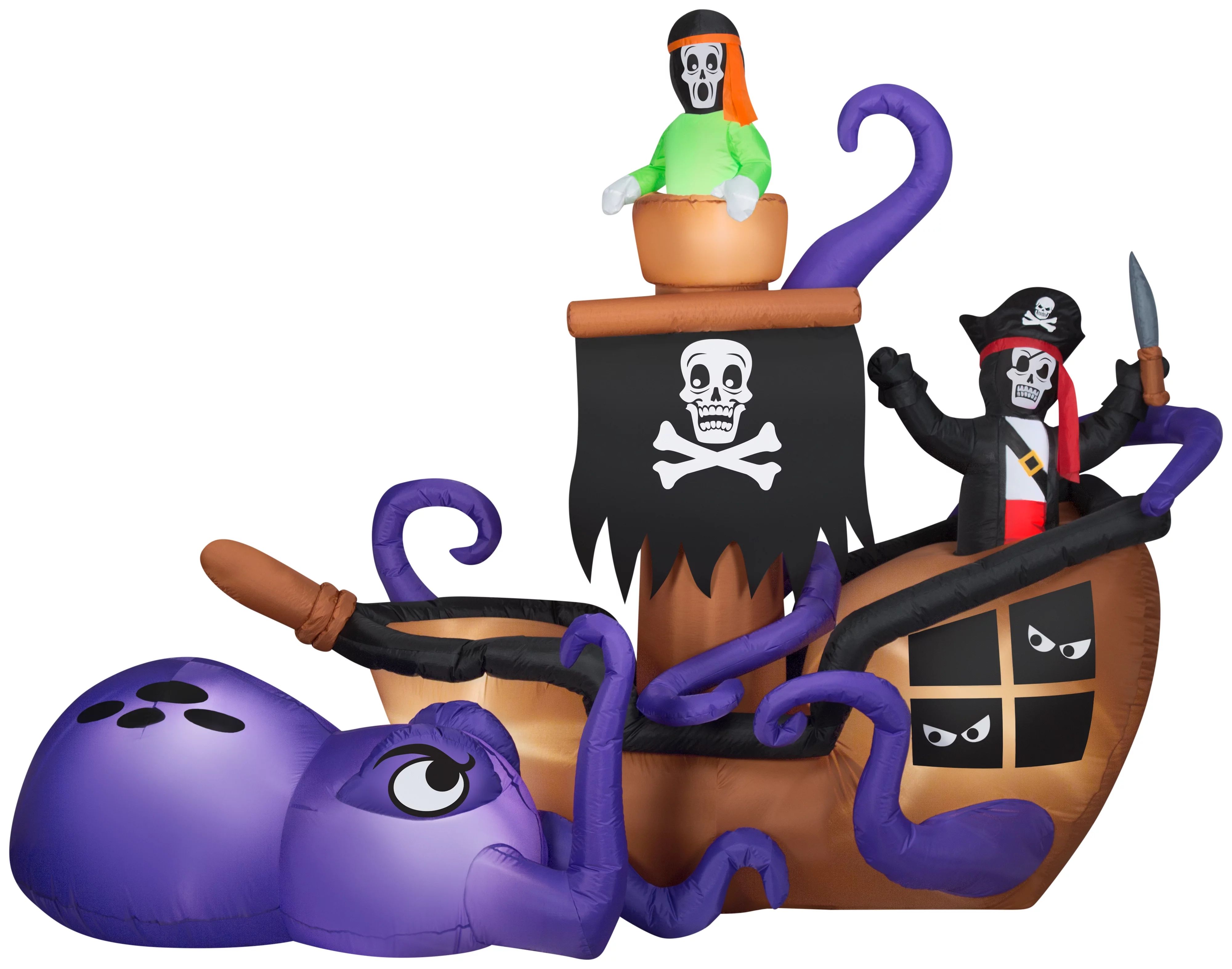 Gemmy Airblown Inflatable Halloween Pirate Ship, 7.5 ft Tall, Black - Walmart.com | Walmart (US)