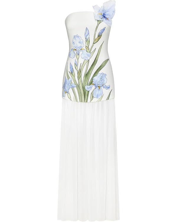 JW PEI Women's Floral Print Strapless Mixed Maxi Dress - Ivory | Amazon (US)