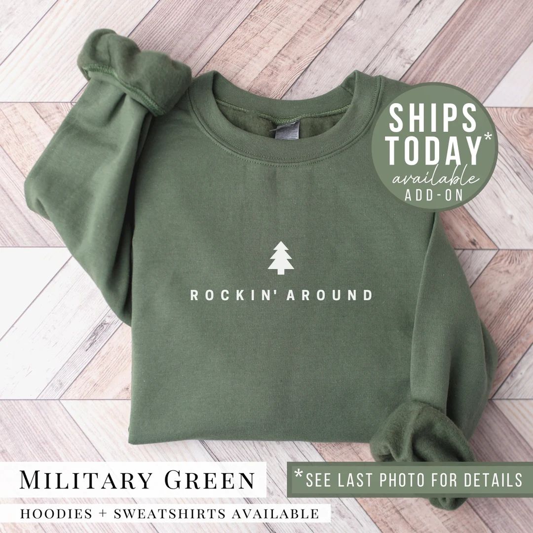 Christmas Tree Sweatshirt. Rockin Around the Christmas Tree Hoodie. Unisex Adult Holiday shirt. M... | Etsy (US)