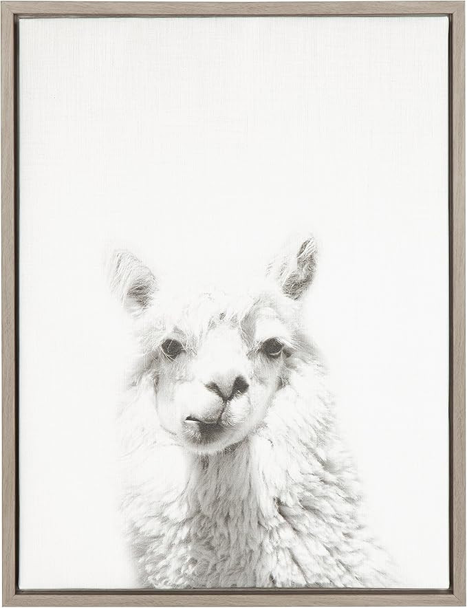 Kate and Laurel Sylvie Alpaca Black and White Portrait Framed Canvas Wall Art by Simon Te Tai, 18... | Amazon (US)